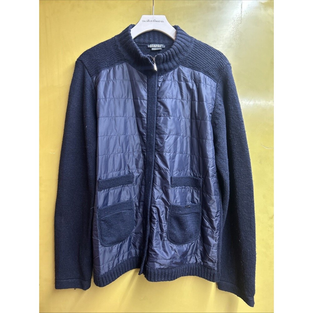 Sempre Quilted Knit Jacket Women Small Wool Blend Zip Lightweight